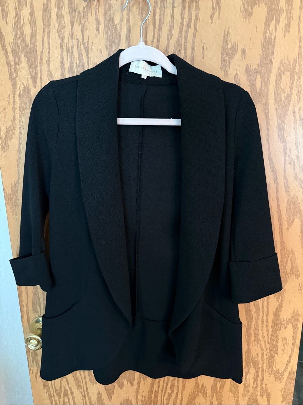 Women's Black Open-Front Shawl Collar Blazer Jacket